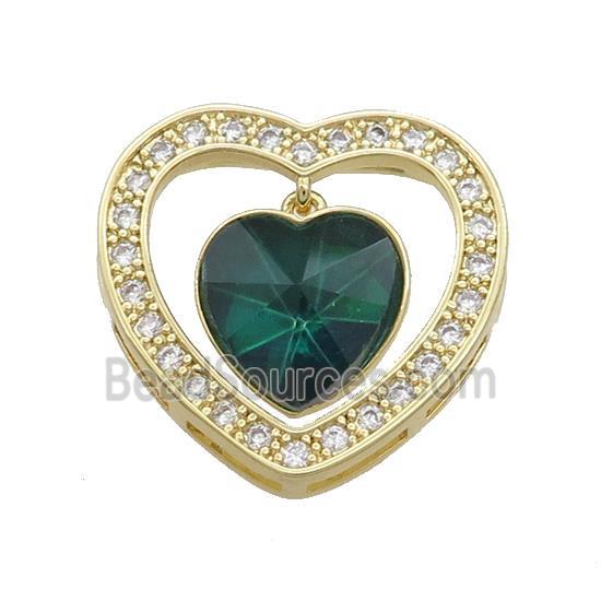 Copper Heart Pendant Pave Crystal Glass Zircon Gold Plated