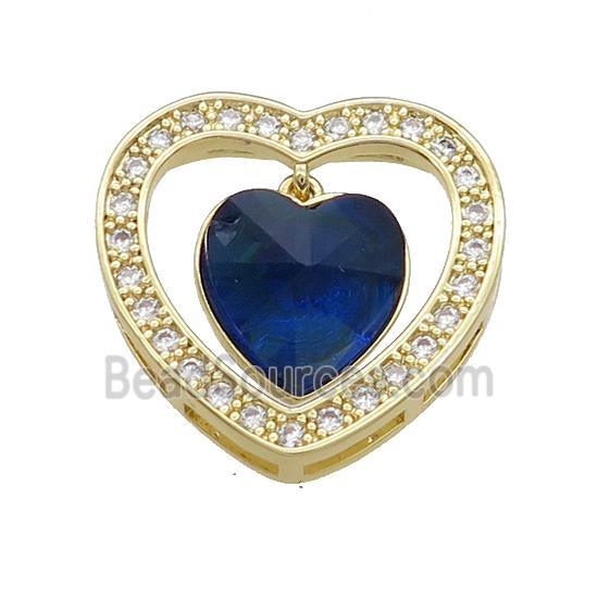 Copper Heart Pendant Pave Crystal Glass Zircon Gold Plated