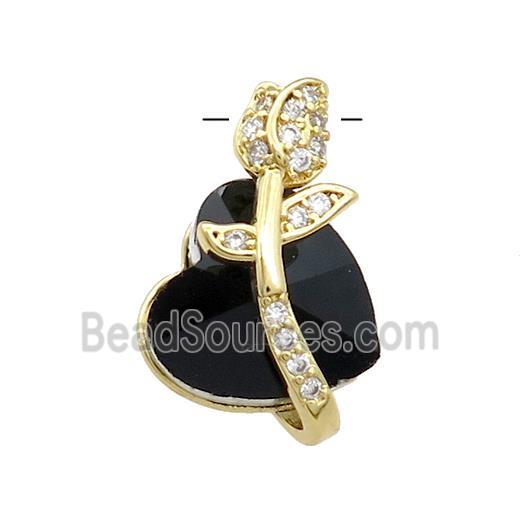 Copper Tulip Flower Pendant Pave Crystal Glass Zircon Gold Plated