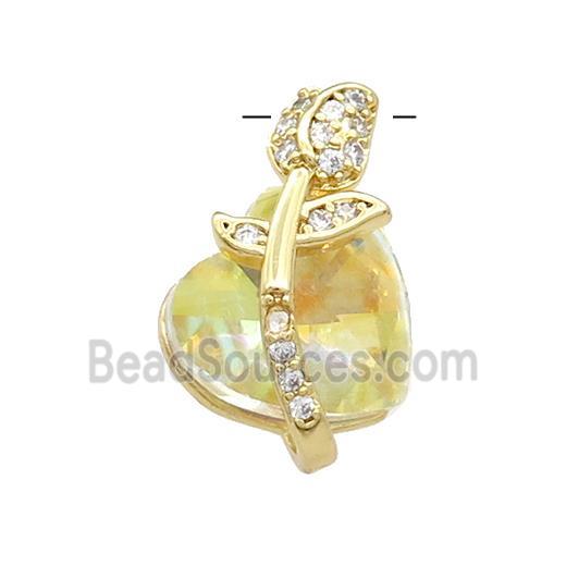 Copper Tulip Flower Pendant Pave Crystal Glass Zircon Gold Plated