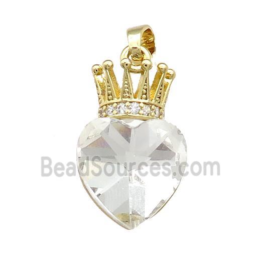 Copper Crown Pendant Pave Crystal Glass Zircon Gold Plated