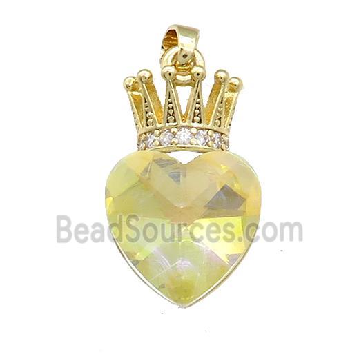 Copper Crown Pendant Pave Crystal Glass Zircon Gold Plated