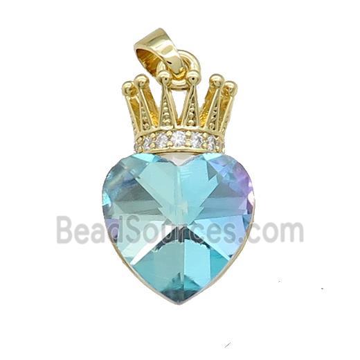 Copper Crown Pendant Pave Crystal Glass Zircon Gold Plated