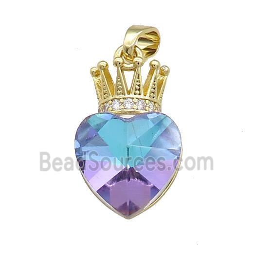 Copper Crown Pendant Pave Crystal Glass Zircon Gold Plated