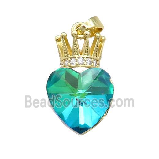 Copper Crown Pendant Pave Crystal Glass Zircon Gold Plated