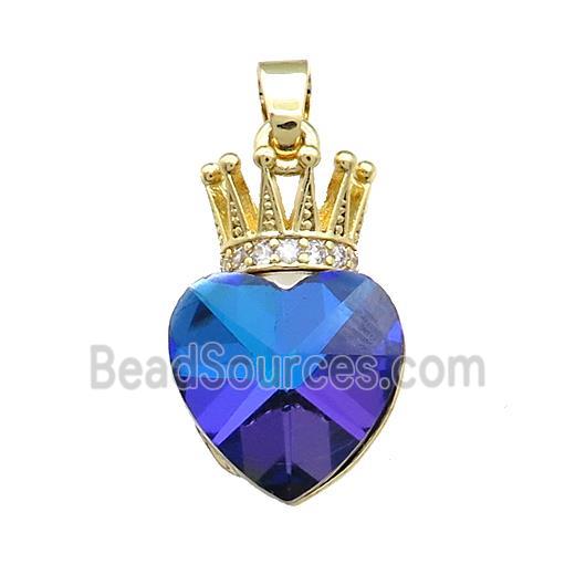 Copper Crown Pendant Pave Crystal Glass Zircon Gold Plated