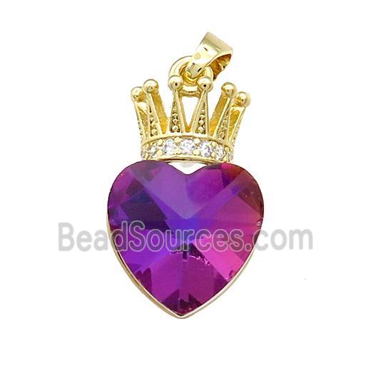 Copper Crown Pendant Pave Crystal Glass Zircon Gold Plated