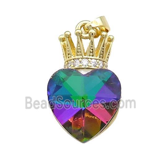 Copper Crown Pendant Pave Crystal Glass Zircon Gold Plated