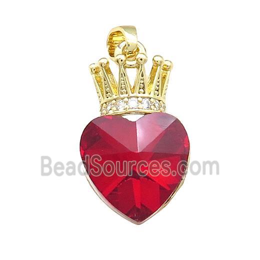 Copper Crown Pendant Pave Crystal Glass Zircon Gold Plated