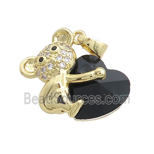 Copper Mouse Pendant Pave Crystal Glass Zircon Gold Plated