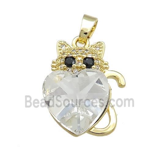 Copper Mouse Pendant Pave Crystal Glass Zircon Gold Plated