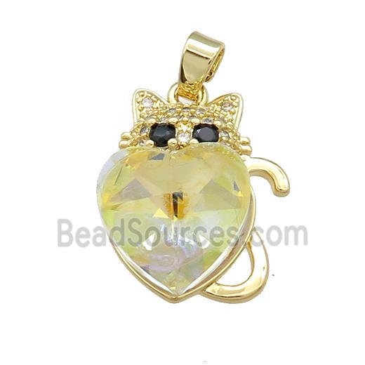 Copper Mouse Pendant Pave Crystal Glass Zircon Gold Plated