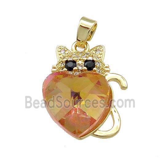 Copper Mouse Pendant Pave Crystal Glass Zircon Gold Plated