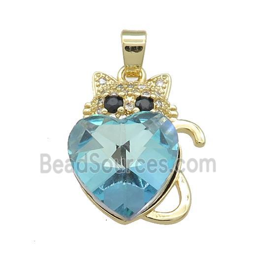 Copper Mouse Pendant Pave Crystal Glass Zircon Gold Plated