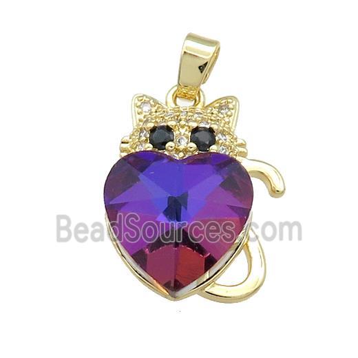 Copper Mouse Pendant Pave Crystal Glass Zircon Gold Plated