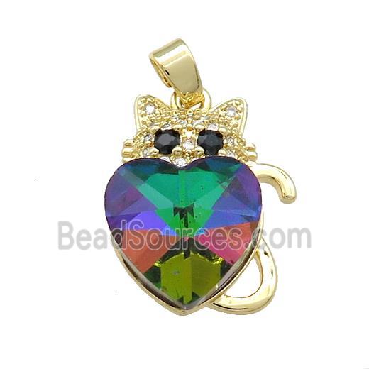 Copper Mouse Pendant Pave Crystal Glass Zircon Gold Plated