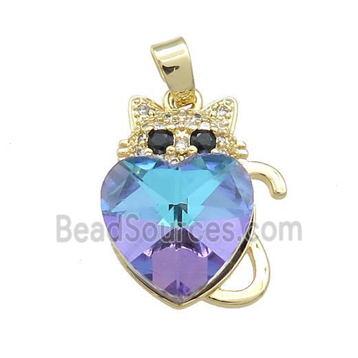 Copper Mouse Pendant Pave Crystal Glass Zircon Gold Plated