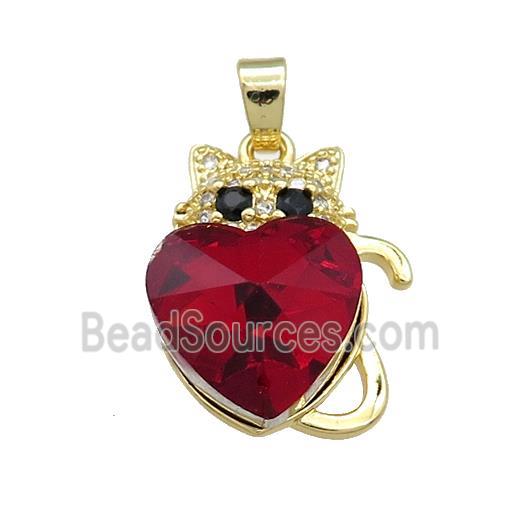 Copper Mouse Pendant Pave Crystal Glass Zircon Gold Plated