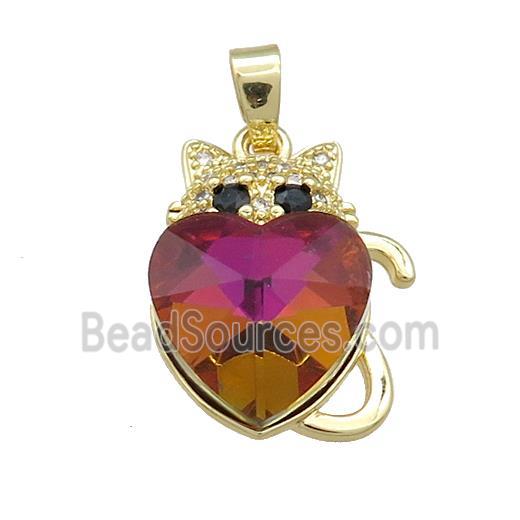 Copper Mouse Pendant Pave Crystal Glass Zircon Gold Plated