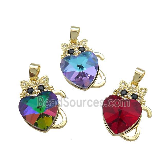 Copper Mouse Pendant Pave Crystal Glass Zircon Gold Plated Mixed