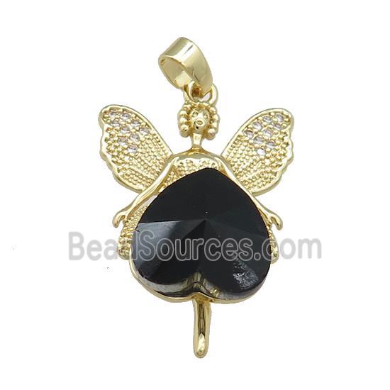 Copper Fairy Pendant Pave Crystal Glass Zircon Gold Plated