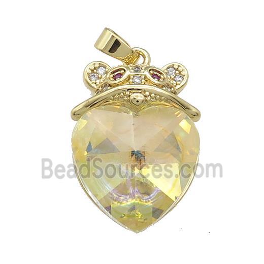 Copper Mouse Pendant Pave Crystal Glass Zircon Gold Plated