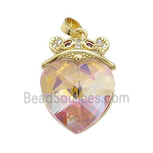 Copper Mouse Pendant Pave Crystal Glass Zircon Gold Plated