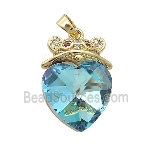 Copper Mouse Pendant Pave Crystal Glass Zircon Gold Plated