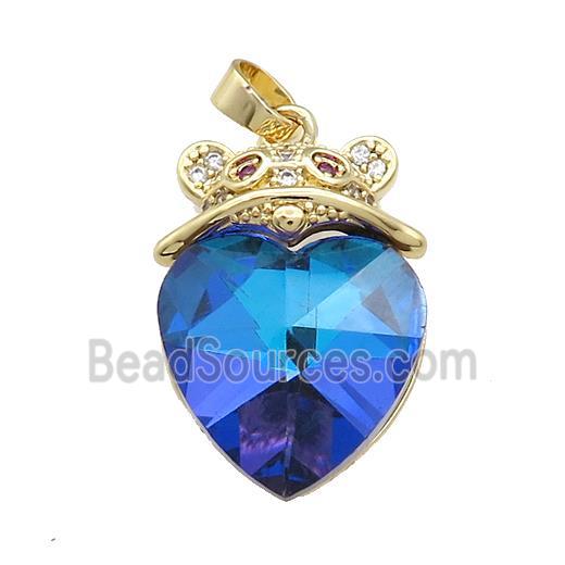 Copper Mouse Pendant Pave Crystal Glass Zircon Gold Plated