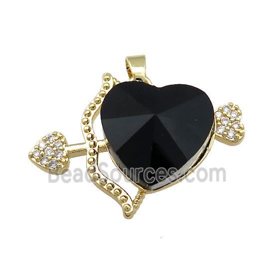 Copper CupidArrow Pendant Pave Crystal Glass Zircon Gold Plated