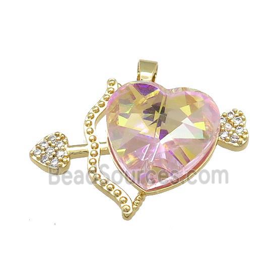 Copper CupidArrow Pendant Pave Crystal Glass Zircon Gold Plated