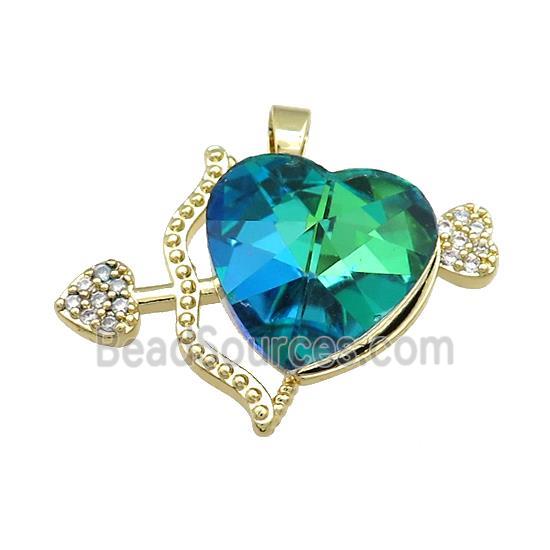 Copper CupidArrow Pendant Pave Crystal Glass Zircon Gold Plated