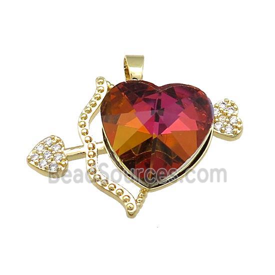 Copper CupidArrow Pendant Pave Crystal Glass Zircon Gold Plated