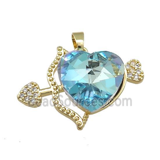 Copper CupidArrow Pendant Pave Crystal Glass Zircon Gold Plated