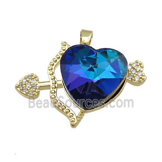 Copper CupidArrow Pendant Pave Crystal Glass Zircon Gold Plated