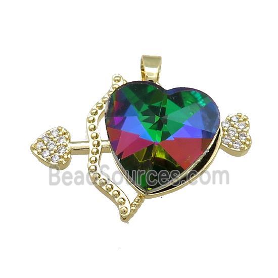 Copper CupidArrow Pendant Pave Crystal Glass Zircon Gold Plated