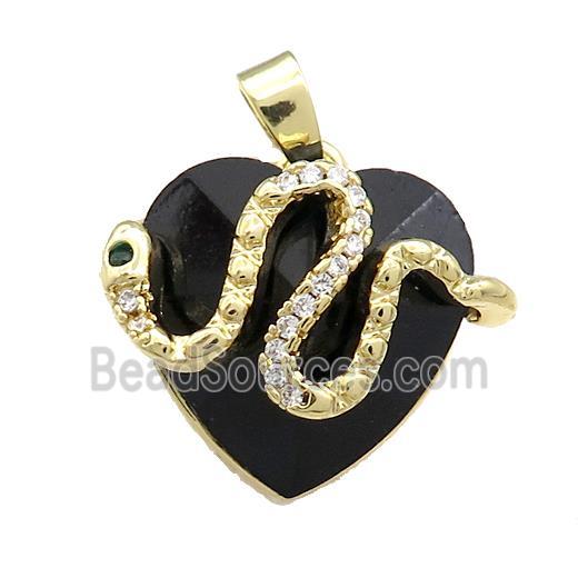 Copper Snake Pendant Pave Crystal Glass Zircon Gold Plated