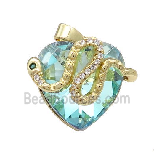 Copper Snake Pendant Pave Crystal Glass Zircon Gold Plated