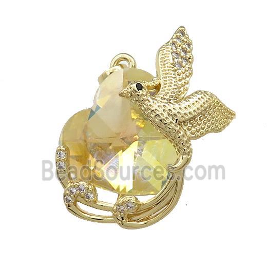 Copper Phenix Pendant Pave Crystal Glass Zircon Gold Plated