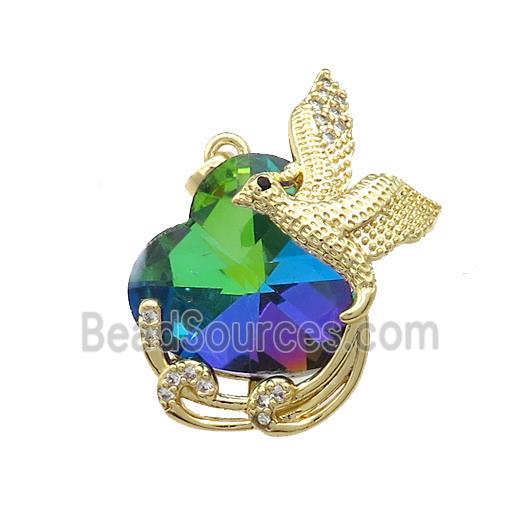 Copper Phenix Pendant Pave Crystal Glass Zircon Gold Plated