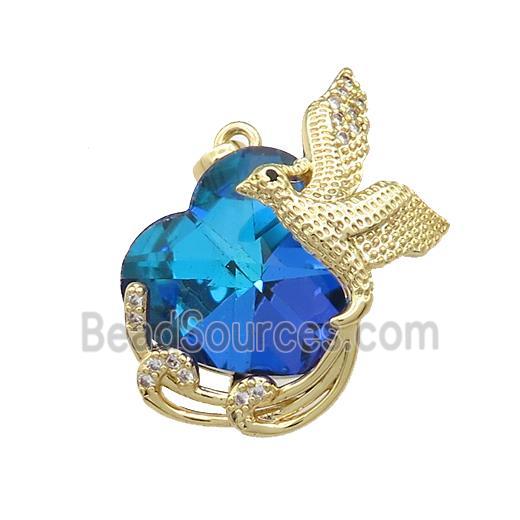 Copper Phenix Pendant Pave Crystal Glass Zircon Gold Plated