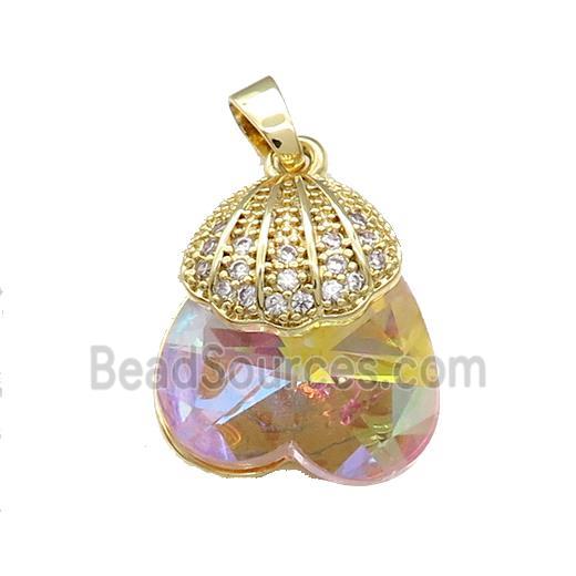 Copper Shlled Pendant Pave Crystal Glass Zircon Gold Plated