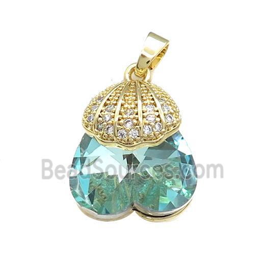 Copper Shlled Pendant Pave Crystal Glass Zircon Gold Plated