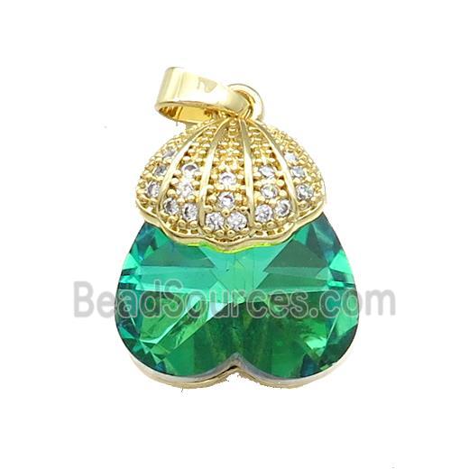 Copper Shlled Pendant Pave Crystal Glass Zircon Gold Plated