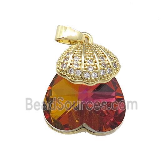 Copper Shlled Pendant Pave Crystal Glass Zircon Gold Plated