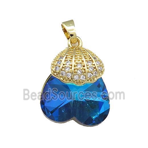 Copper Shlled Pendant Pave Crystal Glass Zircon Gold Plated