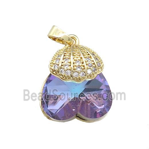 Copper Shlled Pendant Pave Crystal Glass Zircon Gold Plated