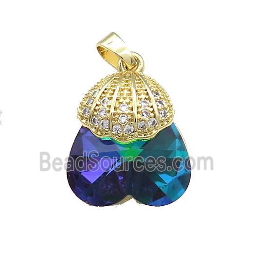 Copper Shlled Pendant Pave Crystal Glass Zircon Gold Plated