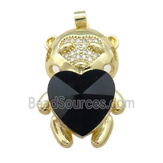 Copper Mouse Pendant Pave Crystal Glass Zircon Gold Plated