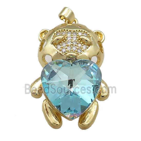 Copper Mouse Pendant Pave Crystal Glass Zircon Gold Plated